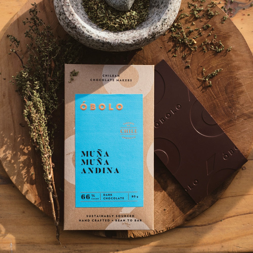 BARRA CHOCOLATE 66% CACAO CON MUÑA MUÑA - OBOLO CHOCOLATE