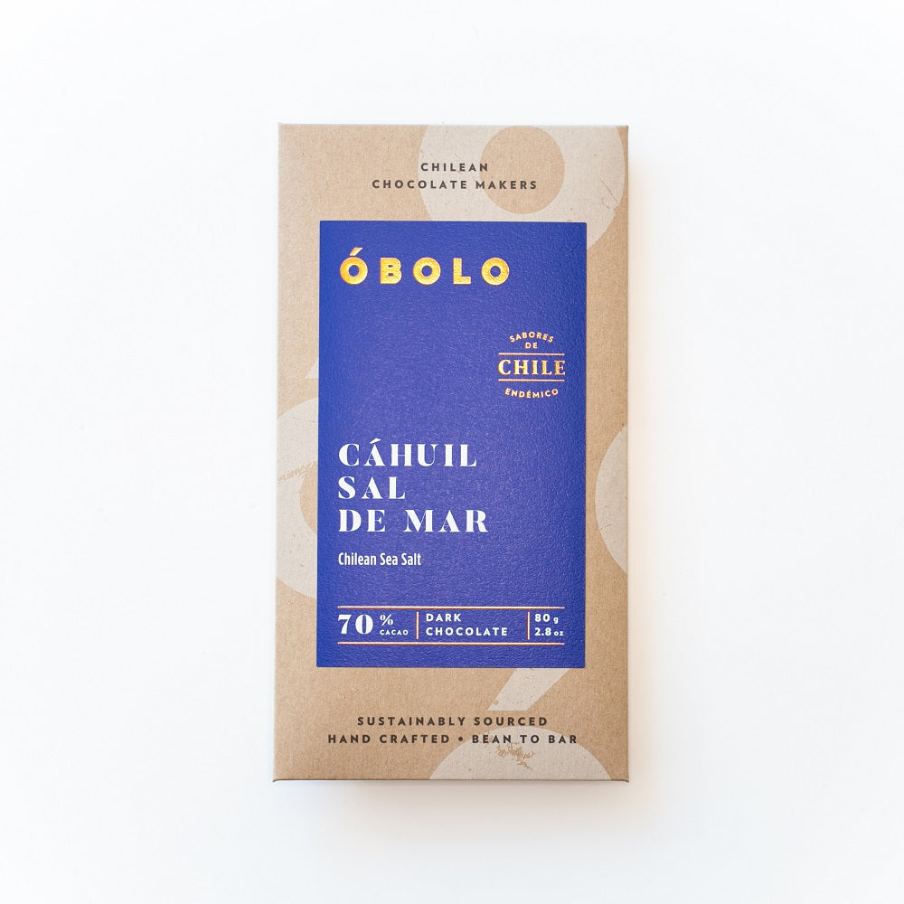 BARRA DE CHOCOLATE 70% CACAO CAHUIL SAL DE MAR VEGANO ENVASE RECICLABLE
