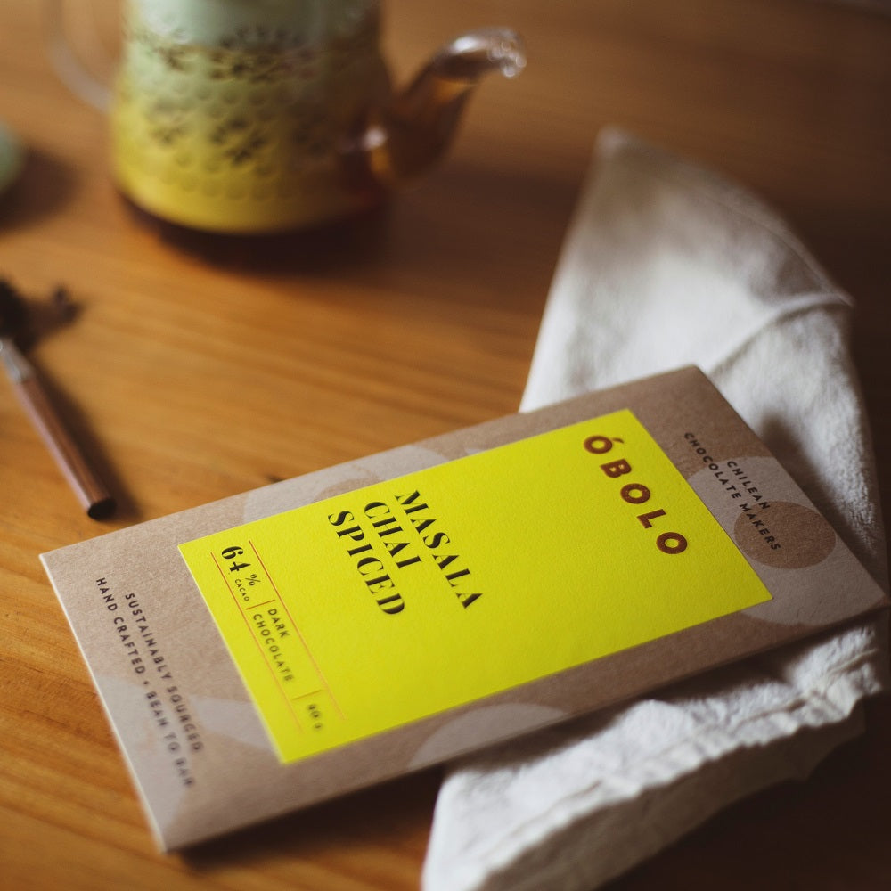 BARRA CHOCOLATE 64% CACAO MASALA CHAI SPICED - OBOLO CHOCOLATE