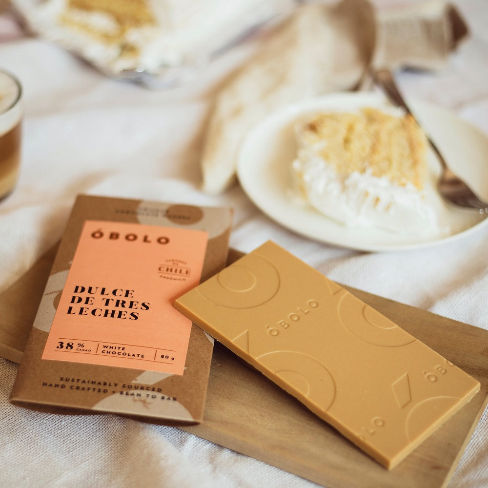 BARRA DE CHOCOLATE 38% CACAO SABOR TORTA TRES LECHES - OBOLO CHOCOLATE