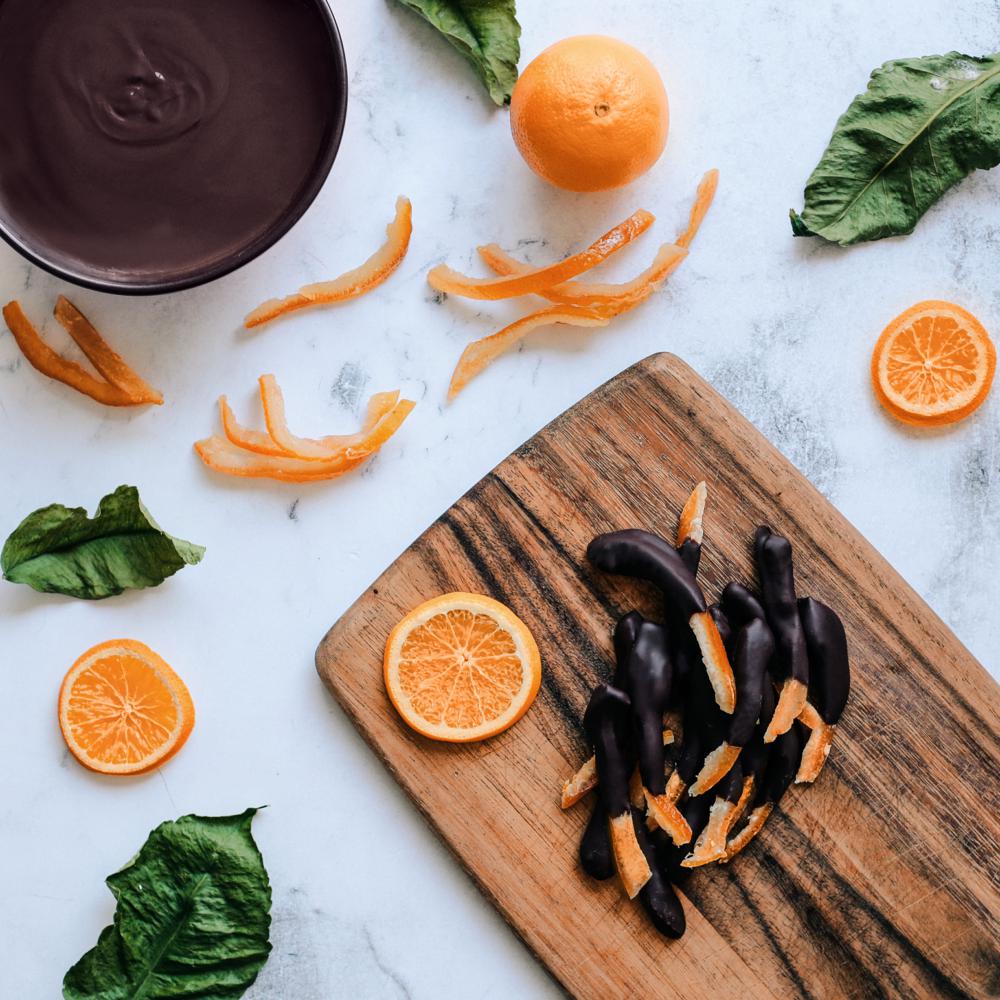 Naranjas bañadas con dark chocolate 70% cacao