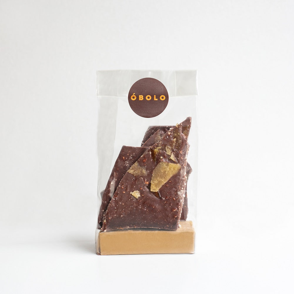 Snack crocante de caramelo, sal de mar y maní envase compostable 150 gr