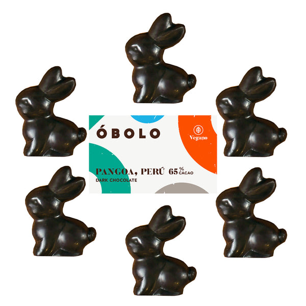 Pack 6 conejos de pascua chocolate negro 65% cacao 100 gramos